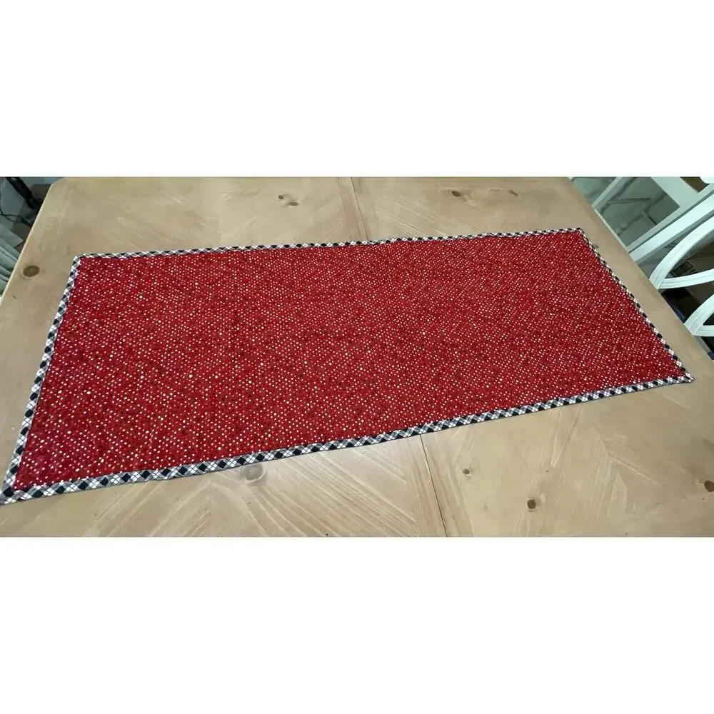 Handmade Quilted Christmas Table Runner Patchwork Ornaments Presents Farmhouse